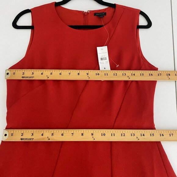Ann Taylor Fit & Flare Dress Size 4 Red Sleeveless Knee Length - Picture 8 of 10